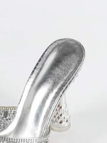 女士尖头金属菠萝电镀高跟鞋，迷人时尚舒适水钻加大码高跟凉鞋，适合日常穿着、购物、派对，值得拥有