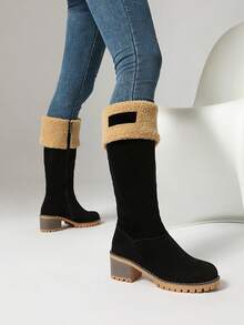 Nuevas botas de media pantorrilla de moda para mujer, botas cortas versátiles y casuales, zapatos negros