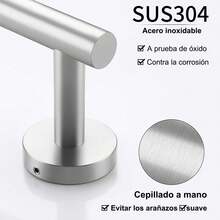 8-Piece Stainless Steel Bathroom Accessory Set, Silver - Black - View 5