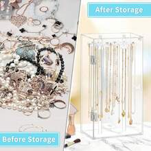 Soporte para Collar de Acrílico - Organizador de Collar Acrílico, Collares Transparente con 24 Ganchos, 360 Grados para Arete, Pulseras Colgantes, Aretes, Regalo para Mujeres - 1 - Ver 2