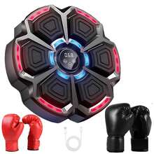 Máquina de Boxeo Musical Bluetooth de Meyoga - Montada en Pared, con 2 Guantes de Boxeo, 9 Velocidades y Modo Contador para Adultos y Niños - Material de Plástico Negro - negri - Ver 2