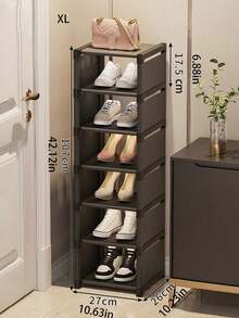 1pc Removable 3/4/5/6/7 Tier Shoe Rack, Black/White, Home Use Shoe Storage Organizer, Entryway Shoe Shelf, Dust-Proof Shoe Cabinet, Large Capacity Space Saving Shoe Rack - Multicolor - View 6
