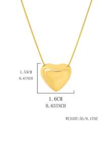 1 pieza Collar con colgante de corazón chapado en oro de 18K de acero inoxidable, accesorio diario simple, regalo de cumpleaños/festividad - collar colgante de amor - Ver 10