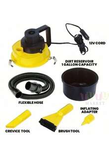 Aspiradora portátil, aspiradora de mano para coche, aspiradora para coche, aspiradora en seco y húmedo, aspiradora doméstica multifuncional, aspiradora multifuncional para coche, aspiradora de bote en seco y húmedo, aspiradora de alta potencia de 12 V, aspiradora, aspiradora con función de compresor, colchón inflable y flotador de piscina, húmedo y seco, suministros para coche, herramientas de limpieza, diseño compacto y portátil, adecuado para limpiar vehículos, camiones, alfombras, pisos, etc. (amarillo) - Amarillo - Ver 6