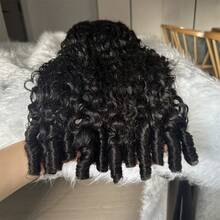 Jet Black Burmese Curly Wigs Human Hair 13x4 Lace Front Wigs 250 Density Brazilian Full Lace Human Hair Wigs Preplucked With Baby Hair (26 Inch) - Natural Black - 查看 4