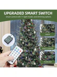 7.5ft Prelit Hillside Spruce Christmas Tree W/Remote Control With 51 Pine Cones
