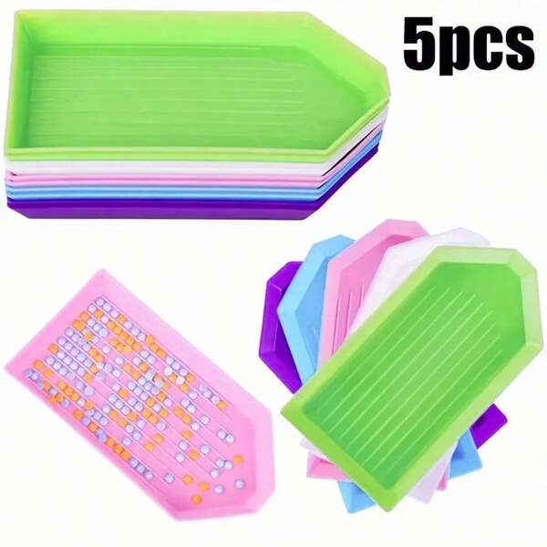 5 wielokolorowych plastikowych tacek do sortowania koralików do malowania diamentami, pudełko do przechowywania biżuterii z łatwym wsypywaniu, do majsterkowania, akcesoriów i narzędzi do malowania diamentami