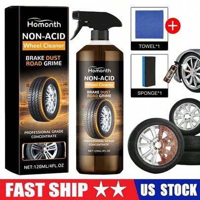 Limpiador de ruedas Wheelblaze, Limpiador de ruedas Brake Buster, Convierte las ruedas sucias en un brillo instantáneo y protección duradera, Potencia para automóviles y neumáticos (1 set)