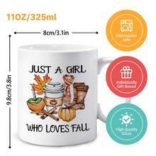 1 件 11 盎司“Just A Girl Who Loves Fall”咖啡杯，闺蜜礼物，秋季马克杯，南瓜香料马克杯，万圣节马克杯，闺蜜秋季生日礼物，送给妈妈、奶奶和姐妹的礼物 - 彩色 - 查看 3