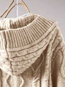 1 pieza Suéter de mujer de talla grande con cierre de botones en el frente, de punto de unicolor y textura de rombos, adecuado para la oficina, vacaciones, otoño/invierno - Blanco - Ver 2