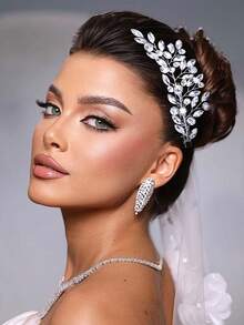 1 peça de acessório de cabeça de strass prateado, acessório de cabelo com design de galho minimalista, joias femininas versáteis da moda, adequadas para banquetes, festas, bailes