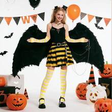 Tongcloud Women's Striped Knee High Socks, Over Knee Thigh High Socks, Arm Warmer And Fingerless Gloves SetHalloween Christmas New Year - 白色和黃色 - 查看 4