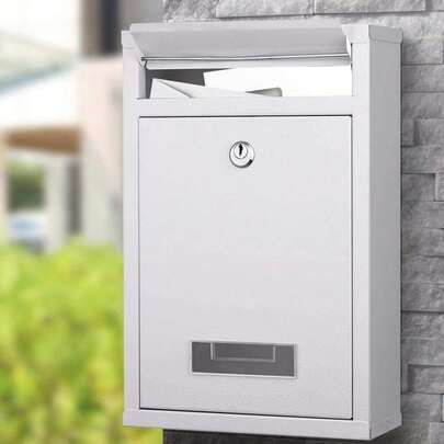 Bakaji Cassetta Postale da Parete in Acciaio Galvanizzato Buca Lettere per Posta da Esterno con Chiusura a Chiave