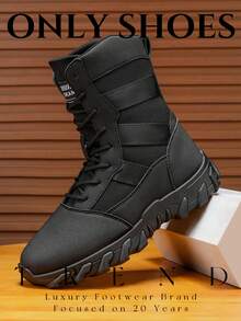 2025 Nowe buty sportowe męskie na co dzień, buty trekkingowe do uprawiania sportów na świeżym powietrzu, wysokie kowbojki w stylu western, odpowiednie na kowboja, farmę, plac budowy, wyprawę i taktykę - Czarne - Zobacz 3