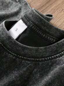 Retro-Washed T-Shirt, Double-Sided Printed (230 G/M² Pure Cotton), With The Message "JESUS DIED FOR ME NOW I LIVE FOR HIM," Christian Gift, Men's T-Shirt, Casual, Comfortable, Fashionable T-Shirt, Street-Style Cotton – Unisex Plus Size Top. - 黑色 - 查看 7