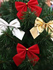 24 Stück Mini 5,5 cm Schleifen Weihnachtsbaum Dekoration Schleifen Anhänger, süße Hochzeit Party Familie Kranz Hänge-DIY Dekoration, rote Schleifen gold und silber rotes Tuch Weihnachtsbaum Dekoration Anhänger, Valentinstag, Geburtstags Party, Neujahr und Weihnachten Heim Dekoration Schleifen, geeignet für verschiedene Anlässe Party Zubehör Weihnachtsdekoration Raumdekoration Winter