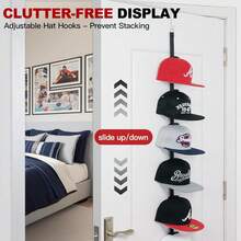 Hat Rack Door - Two-Way Hanging Caps With Display Hooks And Hanger, Hat Organizer Baseball Caps, Over Door Hat Storage Organizer Bedroom, Entrance Or Garage - 1 Pack - 1 包 - 10 個掛鉤 - 查看 4