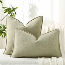 1pc (Pillow Insert Not Included) Black Chenille Throw Pillow Cover, Elegant Design, Soft & Luxurious, Suitable For Sofa, Bed And Home Decor, Christmas Pillow Cover - Pastel Green - View 3