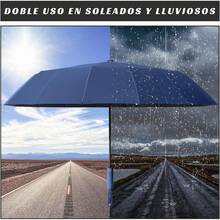 Paraguas Plegable Automático, Paraguas de Bolsillo para Lluvia y Sol, Sombrilla Plegable Grande Resistente al Viento y Lluvia con Protección UV, Portátil para Hombres y Mujeres - Beige - Ver 12