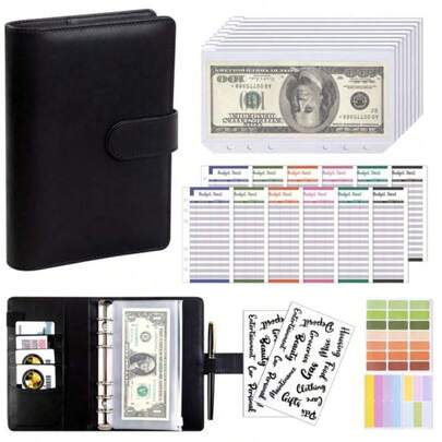 Carpeta de presupuesto con sobres de efectivo para organización del dinero, sobres de efectivo tamaño A6 con cremallera para presupuestar