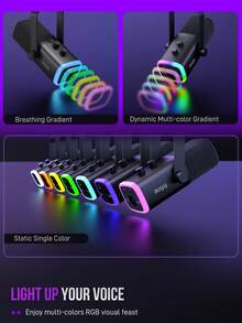 Gaming USB/XLR Microphone For Podcast, Dynamic Mic With Controllable RGB, Touch Mute, Headphone Jack, Desktop Stand, Vocal Mic For Singing Gaming Streaming Podcasting-FIFINE AM8 - Black - View 6