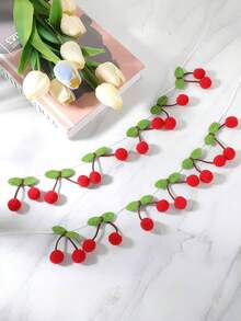 1/3 Guirlande de cerises, décorations de fête d'anniversaire de cerises, bannière de cerises DIY en pompons et feutre, décoration suspendue pour Noël, anniversaire, mariage, décoration DIY
