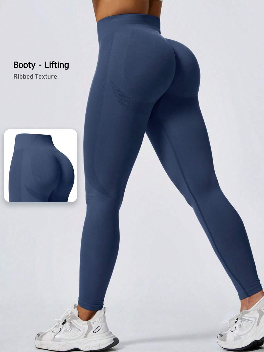 NcmRyu 1pc High Waist Butt Lifting Women S Seamless Leggings Stretchy Activewear Pants For Fitness Training Yoga Wear Sleek Design Stretchy Fabric Fit For Adult Summer - Hải quân - Xem 1