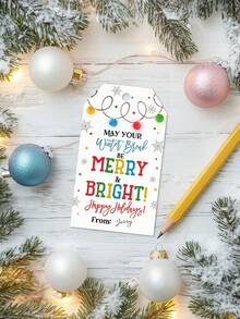Giấy nhãn tùy chỉnh cá nhân hóa, Giấy nhãn văn bản tùy chỉnh, Hỗ trợ nhiều tùy chỉnh văn bản/phông chữ, Quà tặng sinh nhật, Giấy nhãn quà tặng Giáng sinh - Nhiều màu - Xem 2