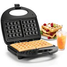 1pc 750W Waffle Maker, Makes 2 Crispy Waffles, Non-Stick Coated Plates, Temperature Control, Locking Clip, Cool-Touch Handle, Upright Storage, Compact Design Ideal For Small Kitchens - EU F Type Plug(220-240V) - View 1