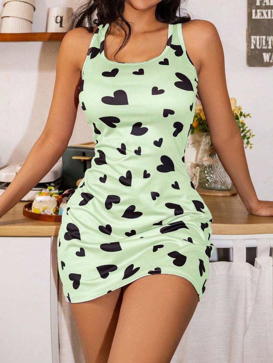 Women's Sexy Heart Print Camisole Nightgown - Multicolor 5 - View 1