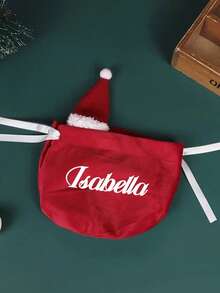 1 Peça Sacola de Presente de Natal Personalizada, Acessórios de Enfeite de Natal Personalizados, Artesanato de Letra em Relevo Feito à Mão, Suprimentos de Presente de Natal Criativos, Sacola de Maçã de Veludo de Natal, Bolsa de Cordão de Véspera de Natal, Sacola de Presente de Natal, Suprimentos para Festa de Feriado, Presentes de Família, Sacola de Presente de Natal para Crianças, Sacola de Doces.