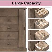 Yoimori Jewelry Box For Women 5 Layer Large Wood Boxes And Organizers For Necklaces Earrings Rings Bracelets Rustic Organizer With Drawers And Mirror Weathered Gray