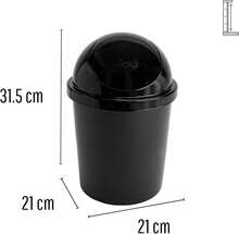 JOY - Bote de Basura Redondo, Pack de 2, con Tapa de Balancín, Ideal para Mantener la Limpieza en el Hogar y Oficina, 5 Litros de Capacidad, Plástico Libre de BPA, Negro - negro - Ver 3