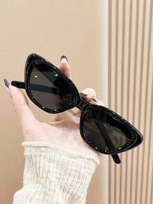 1 Pair Of Cat Eye Black Frame Fashion  For Women And Men, Suitable For Electronic Music Festivals, Travel, Vacation, Sports Style, Driving, Holiday Outfits, Beach, Outdoor Wear, Summer Accessories, Family Outings, UV Protection, Golf, Hiking, Elegant Attire, Street Style Accessories, Holiday Atmosphere, Sports, Parties, Outdoor Activities, Street Style, Fishing, Outdoor Activities, Vacations, Sun Protection, Holiday - Black and Gray - 查看 3