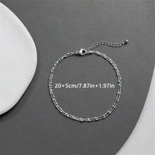 1 件女士双层脚链，时尚精致，适合日常佩戴、海滩、度假，金色和银色随机