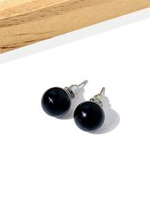 1 Pair 8mm Round Natural Stone Stud Earrings, Elegant & Fashionable Jewelry For Women - 8mm Natural Stone Earrings - View 20