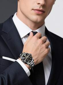 Đồng hồ nam VA VA VOOM thương hiệu 1 chiếc dây đeo bằng thép không gỉ, khả năng chống nước 3ATM, mặt số La Mã đính đá thạch anh đa chức năng dành cho doanh nhân, lý tưởng làm quà tặng sinh nhật, ngày lễ, ngày lễ tình nhân - Một cỡ - Xem 10