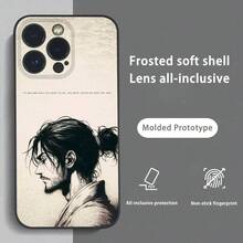 Custodia per iPhone Vagabond, custodia per telefono cool e hot anime V-Vagabond Miyamoto Musashi, adatta per iPhone 16 15 14 13 Pro Max Plus Mini, in morbida finitura opaca nera