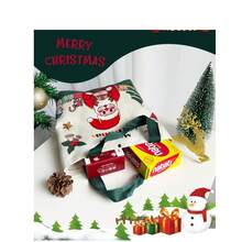 1PC [Christmas Essential] 26 X 22 X 8 Cm Fabric Christmas Shopping Bag With Santa Claus And Reindeer Design