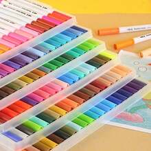 120pcs Double-Ended Markers, Watercolor Markers, Calligraphy Brushes, Suitable For Adult Coloring, Handwriting, Planning, Journaling, Calligraphy, Painting, Crafting And Back To School Supplies