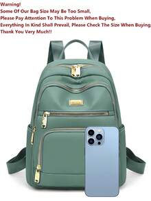 防盗尼龙背包，女士钱包，多功能时尚日常包，轻便旅行包，多口袋设计，大容量简约背包，便捷背包，适合学生、护士、教师、商务人士、旅行、通勤、购物、办公、约会、徒步、训练、工作等各种场合，生日礼物、节日礼物，背包 - 彩色 - 查看 6