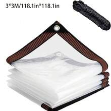 1pc Thick Waterproof Transparent Tarpaulin - 5 Mil Tear-Resistant Windproof Garden Transparent Polyethylene Tarpaulin With Grommets, PVC Tarpaulin For Winter Window Protection And Winter Protection