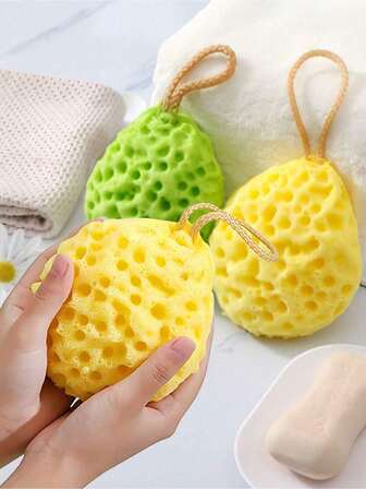 Japanese Honeycomb Extra Soft Unisex Bath Sponge, Stylish And Practical Japanese Honeycomb Large Extra Soft Foaming Bath Ball - Comfortable And Non-Shedding Soft Sponge - Cute Bathing Lather Scrubber - Bath Ball
