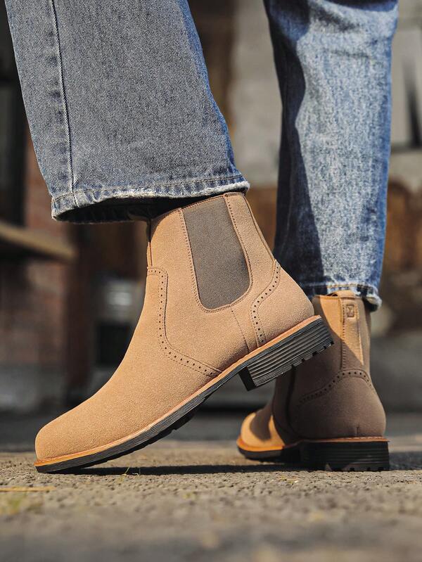 Stivali Chelsea fatti a mano vintage da uomo, stivali alti con cerniera laterale in stile britannico