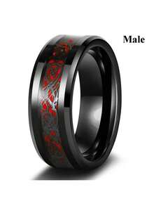 1 pieza Anillos de pareja románticos para amantes, conjunto de anillos de mujer con rhinestones rojos y circonita, anillos de acero inoxidable para hombre, anillos de boda - Anillos de hombre - Ver 3