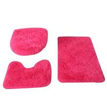 Bathroom Rug Set Of 3, Bath Toilet Mats Set, Bathroom Rugs Super Soft Toilet Seat, Anti Slip Backing Toilet Mat U-Shaped Contour Toilet Rug Bathmat And Toilet Lid Cover - Hot Pink - View 7