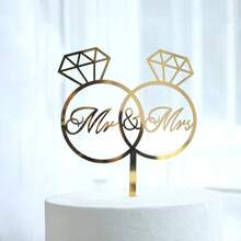 Acrylic Mr & Mrs Cake Topper, Bride And Groom Sign Wedding Engagement Anniversary Dessert Cake Picks Decorations Valentine's Day - Multicolor - View 13