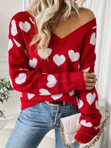Women's Plus Casual Comfortable Romantic Vintage Modern Commute Office Teacher Minimalist Hollow V-Neck Knit Sweater, Suitable For Home, School, Vacation, Date Night, Holidays, Daily Wear, Travel, Country Music Concerts, Christmas, New Year, Airport, Spring, Autumn, Winter