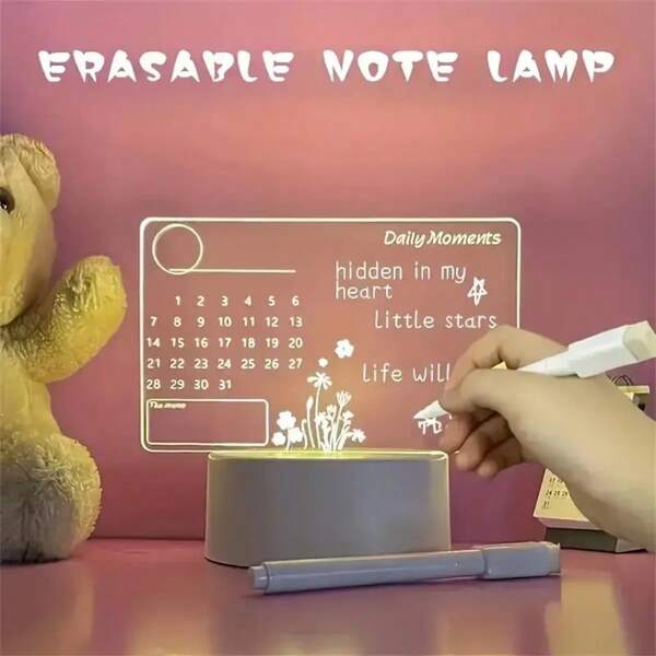 1 szt. akrylowa tablica 3D z długopisem, dekoracja biurka z ciepłym światłem LED i kalendarzem, lampka nocna zasilana przez USB, odpowiednia na urodziny, święta, Nowy Rok, imprezę, ukończenie szkoły, Walentynki, prezenty świąteczne z możliwością napisania błogosławieństw