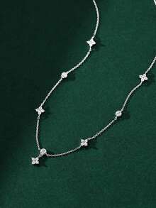 1pc Women's Lucky Four-Leaf Clover Necklace, Fashion Luxury Elegant Romantic Unique Small-Brand Design Delicate Choker Suitable For Daily Wear, Party And Gathering